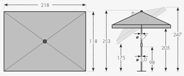 Doppler Balkonschirm SUNLINE NEO WATERPROOF 225x120 mit Tragetasche