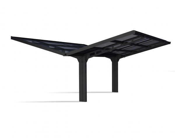 Palram-Canopia Doppel Carport SYDNEY WINGS 6x6 Alu schwarz - gewelltes Polycarbonat solargrau