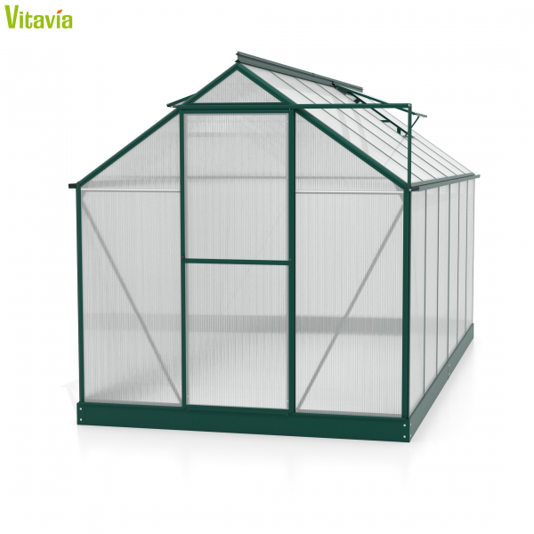 Vitavia Gewächshaus Triton 7500 4mm HKP BxT 198x379cm smaragd + Fundamentsrahmen