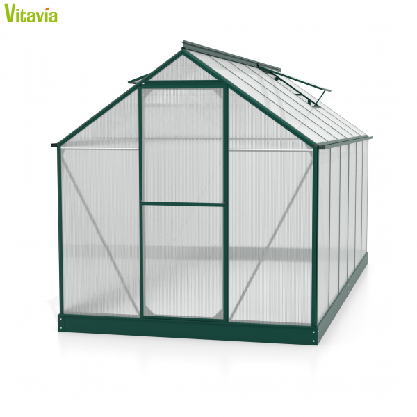Vitavia Gewächshaus Triton 7500 6mm HKP BxT 198x379cm smaragd + Fundamentsrahmen
