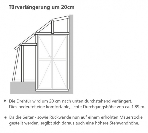 Vario Stahl Anlehngewächshaus Domus 4,5 Nörpelglas BxL 212x452cm 9,5m² verzinkt