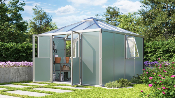 Vitavia Gerätehaus Lagerraum UNIVERSUM BxTxH 317x322x265cm 10,2m² silber/salbei