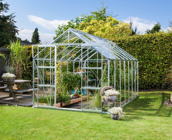SPARSET Vitavia Gewächshaus Uranus 11500 ESG Glas 2,5x4,5 eloxiert + Fundamentsrahmen