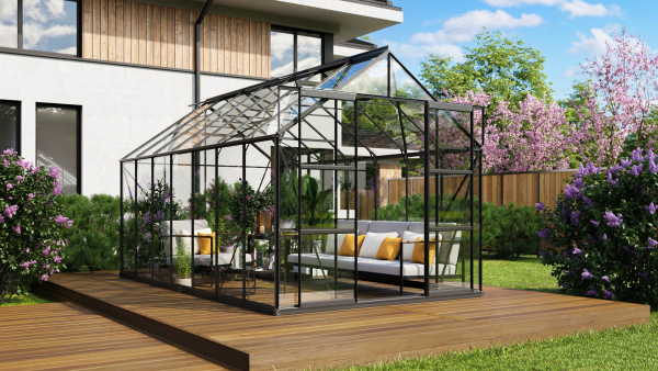 SPARSET Vitavia Gewächshaus Uranus 11500 257x445 ESG Glas schwarz + Fundamentsrahmen