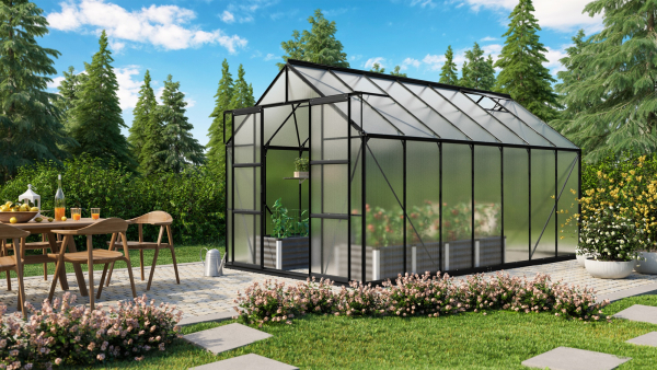 Vitavia Hohes Gewächshaus Uranus 11500 BxTxH 257x445x248cm 4mm HKP Alu schwarz
