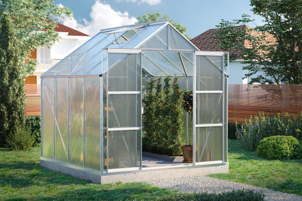 SPARSET Vitavia Gewächshaus Uranus 6700 4mm HKP 2,5x2,5 eloxiert + Fundamentsrahmen