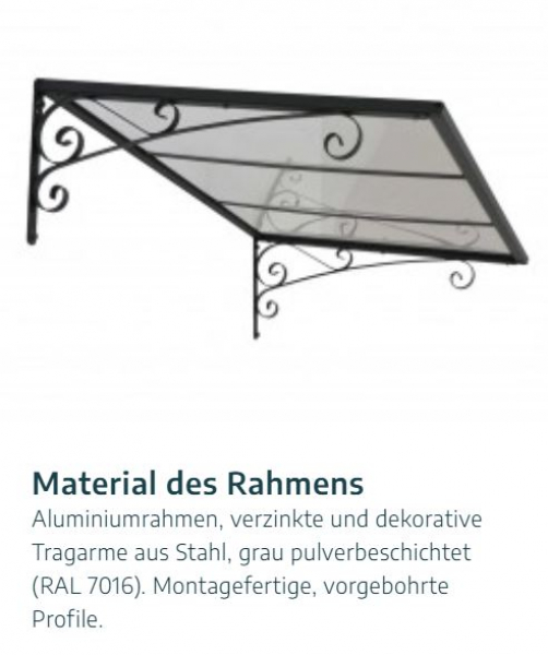 Palram-Canopia Tür Vordach VENUS 1350 BxT 135x88cm Polycarbonat 2mm Klar