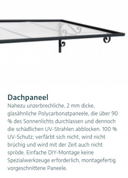 Palram-Canopia Tür Vordach VENUS 1350 BxT 135x88cm Polycarbonat 2mm Klar