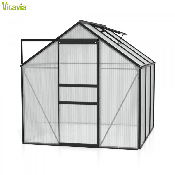 Vitavia Gewächshaus Venus 3800 BxTxH 195x195x197cm 3,8m² 6mm HKP Alu schwarz