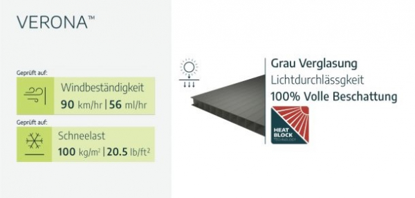 Palram-Canopia Carport VERONA 5000 (299x504cm) Alu grau Polycarbonat grau