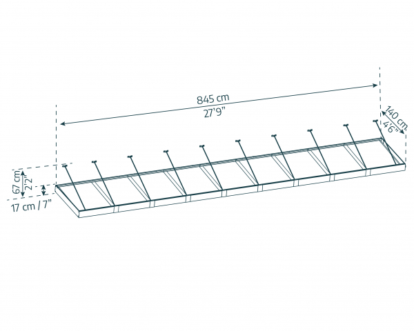 Palram-Canopia Tür Vordach SOPHIA XL 9000 (845x140cm) Alu grau 4mm Acryl klar