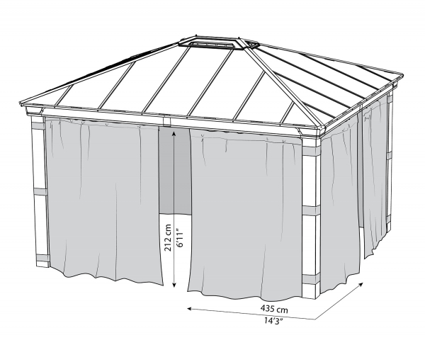 Palram-Canopia Vorhangset 4tlg. für Pavillon DALLAS 4.3x4.3 (14x14) Dunkelgrau