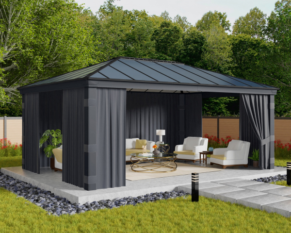 Palram-Canopia Vorhangset 4tlg. für Pavillon DALLAS 4.3x6 (14x20) Dunkelgrau