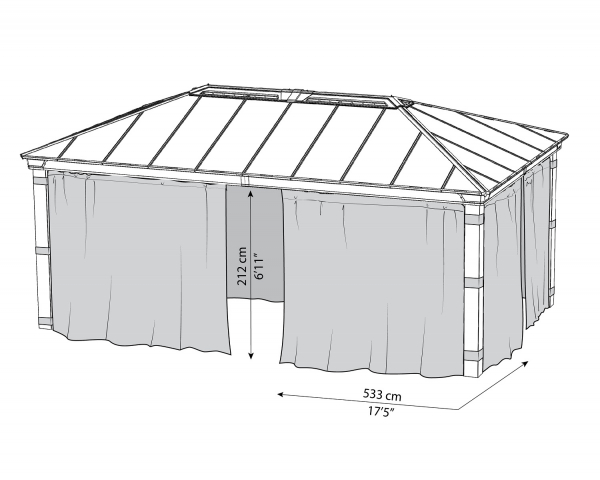 Palram-Canopia Vorhangset 4tlg. für Pavillon DALLAS 4.3x6 (14x20) Dunkelgrau