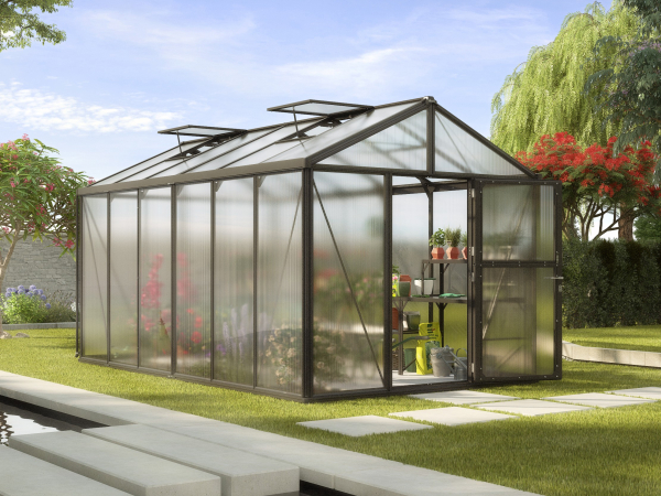 Vitavia Premium Gewächshaus Zeus 11900 BxT 258x465cm 16mm HKP 11,9m² Alu schwarz