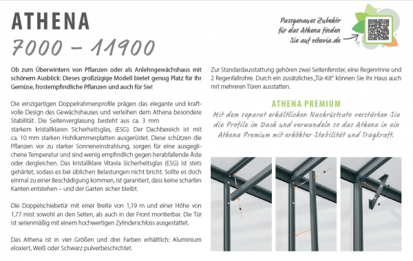 Vitavia Anlehngewächshaus Athena 7000 ESG/HKP BxT 271x266cm 7m² Alu Weiss