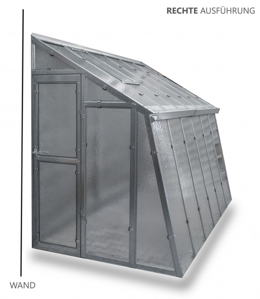 Vario Stahl Anlehngewächshaus Casa 3 Nörpelglas BxL 152x303cm 4,6m² verzinkt