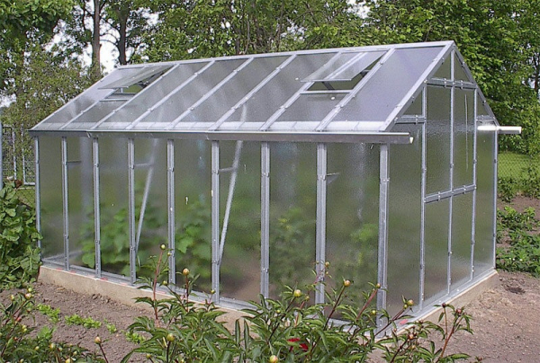 Vario Stahl Gewächshaus Junior 4 Nörpelglas 4mm BxT 249x406cm 10m² verzinkt