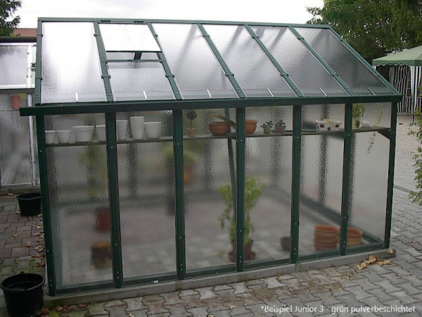 Vario Stahl Gewächshaus Junior 5 Nörpelglas 4mm BxT 249x505cm 12,5m² Anthrazit