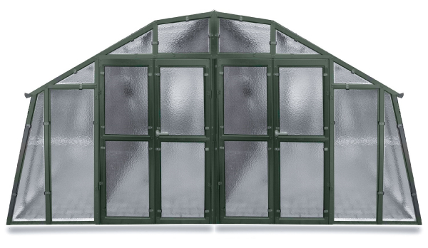 Vario Stahl Gewächshaus Maxi 4,5 Nörpelglas 4mm BxL 426x452cm 19m² grün