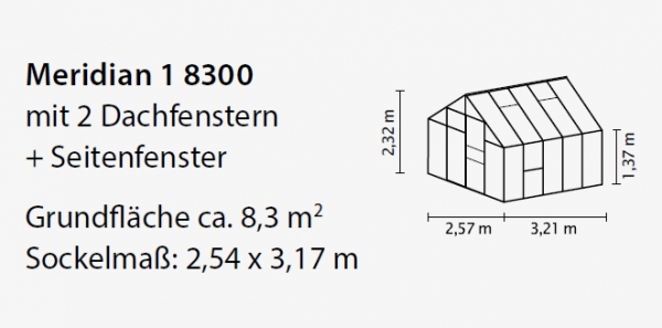 SET Vitavia Gewächshaus Meridian 1 8300 257x321 ESG Glas schwarz + Fundamentsrahmen