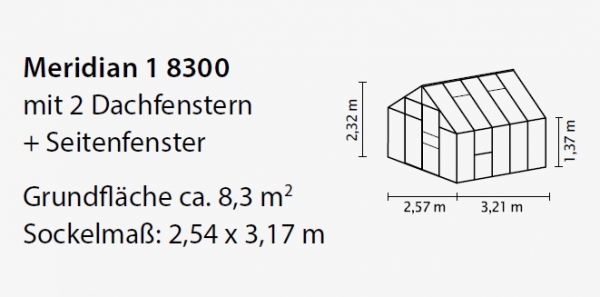 AKTION Vitavia Gewächshaus Meridian 1 8300 257x321 ESG Glas Alu smaragd + 2 Dachlüfter