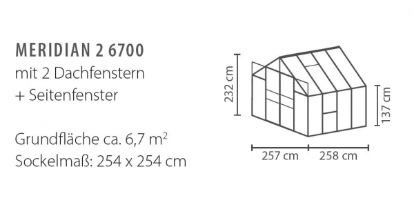 Vitavia Gewächshaus Meridian 2 6700 BxTxH 257x258x232cm 4mm HKP Alu schwarz