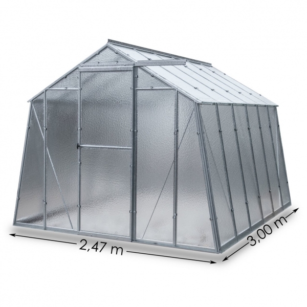 Vario Stahl Gewächshaus Hobby L 3 Nörpelglas 4mm BxL 247x300cm 7,4m² verzinkt