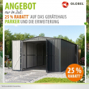 Globel Metall Gerätehaus PARKER + Erweiterung BxTxH 308x589x225cm 17,1m² Anthrazit