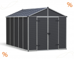 Palram-Canopia Gerätehaus RUBICON 8x12 BxT 237x377cm 8,6m² Polycarbonat 10mm grau