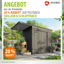 Globel Metall Gerätehaus Skillion 84 + Schleppdach BxTxH 325x124x199cm Anthrazit