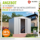 Globel Metall Gerätehaus Dream 86 BxTxH 245x185x198cm 4,1m² Silber metallic