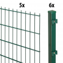 Elmar Jung 10m Doppelstabmattenzaun Set Standard 203cm hoch grün 6 Pfosten 40/40