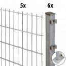 10m Doppelstabmattenzaun Excellent 183cm hoch verzinkt Pfosten mit Bodenplatte