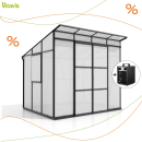 AKTION (+Heizung) Vitavia Gewächshaus Playa 5900 6mm HKP schwarz inkl. Fundamentsrahmen