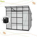 AKTION (+Heizung) Vitavia Gewächshaus Playa 7600 6mm HKP schwarz inkl. Fundamentsrahmen