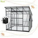 AKTION (+Heizung) Vitavia Gewächshaus Playa 7600 ESG/HKP schwarz inkl. Fundamentsrahmen