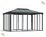 Palram-Canopia geschlossener Aluminium Pavillon LEDRO 4300 3x4.3m 10x14 Polycarbonat/Acryl