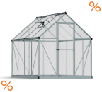 Palram-Canopia Alu Gewächshaus MYTHOS  6X8 (185x247cm) 4mm HKP 4,6m² silber