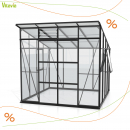 Vitavia Gewächshaus Playa 7600 ESG/HKP 292x258cm 7,6m² schwarz inkl. Fundament