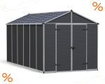 Palram-Canopia Gerätehaus RUBICON 8x15 BxT 237x452cm 10m² Polycarbonat 10mm grau