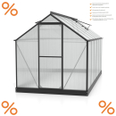 Vitavia Gewächshaus Triton 7500 4mm HKP BxT 198x379cm schwarz + Fundamentsrahmen