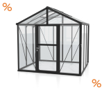 Vitavia Premium Gewächshaus Zeus 6200 BxT 258x242 Glas ESG/HKP 6,2m² Alu schwarz