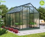SET Vitavia Gewächshaus Comet 6200 4mm HKP 195x321cm smaragd + Fundamentsrahmen