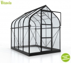 SET Vitavia Gewächshaus Orion 5000 ESG Glas 202x257cm schwarz + Fundamentsrahmen