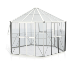 Vitavia Gewächshaus Pavillon Hera 9000 ESG/HKP 3/6mm 383x329cm 9m² Alu weiss