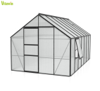 AKTION Vitavia Gewächshaus Meridian 1 11500 257x445 6mm HKP Alu schwarz + 2 Dachlüfter