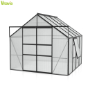 AKTION Vitavia Gewächshaus Meridian 2 6700 257x258 4mm HKP Alu schwarz + 2 Dachlüfter