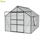 AKTION Vitavia Gewächshaus Meridian 2 9900 257x383 6mm HKP Alu schwarz + 2 Dachlüfter