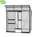Vitavia Gewächshaus Palma 3250 6mm HKP BxT 196x167 Alu schwarz + Fundamentsrahmen